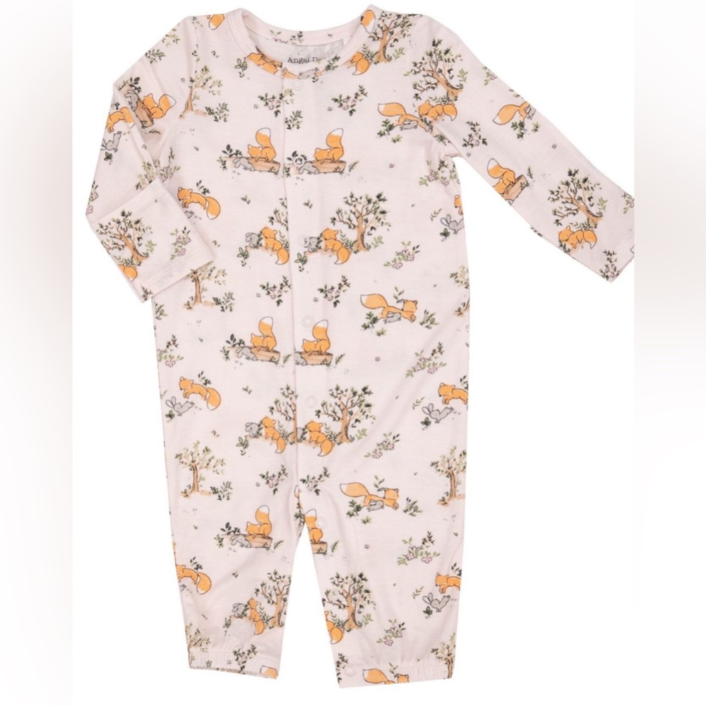 NWT Bamboo Angel Dear Infant Baby Convertible Gown Baby Foxes Pink Woodland